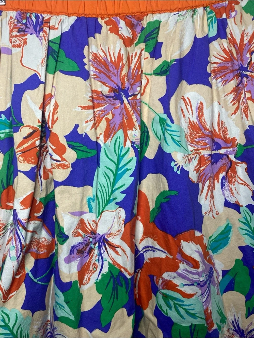 Flying Tomato Floral Circle Skirt in Blue, Orange & Cream - Picture 3 of 8